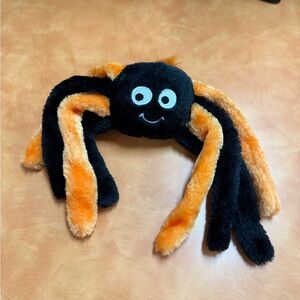 Fuzzy Black and Orange Spider Dog Toy